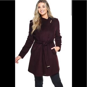 Michael Kors Maroon Wool Coat in Size Small